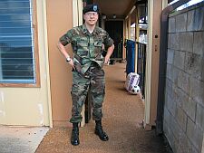 my brother in his dashing BDUs ('battle dress uniform') on his way to work