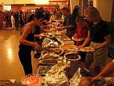 the pot luck line at the 25th Infantry Division JAG Corps Christmas Party