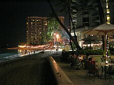 Waikiki beach at night from the Moana Sheraton