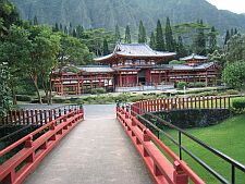 a replica of the Byodo-in temple in Japan